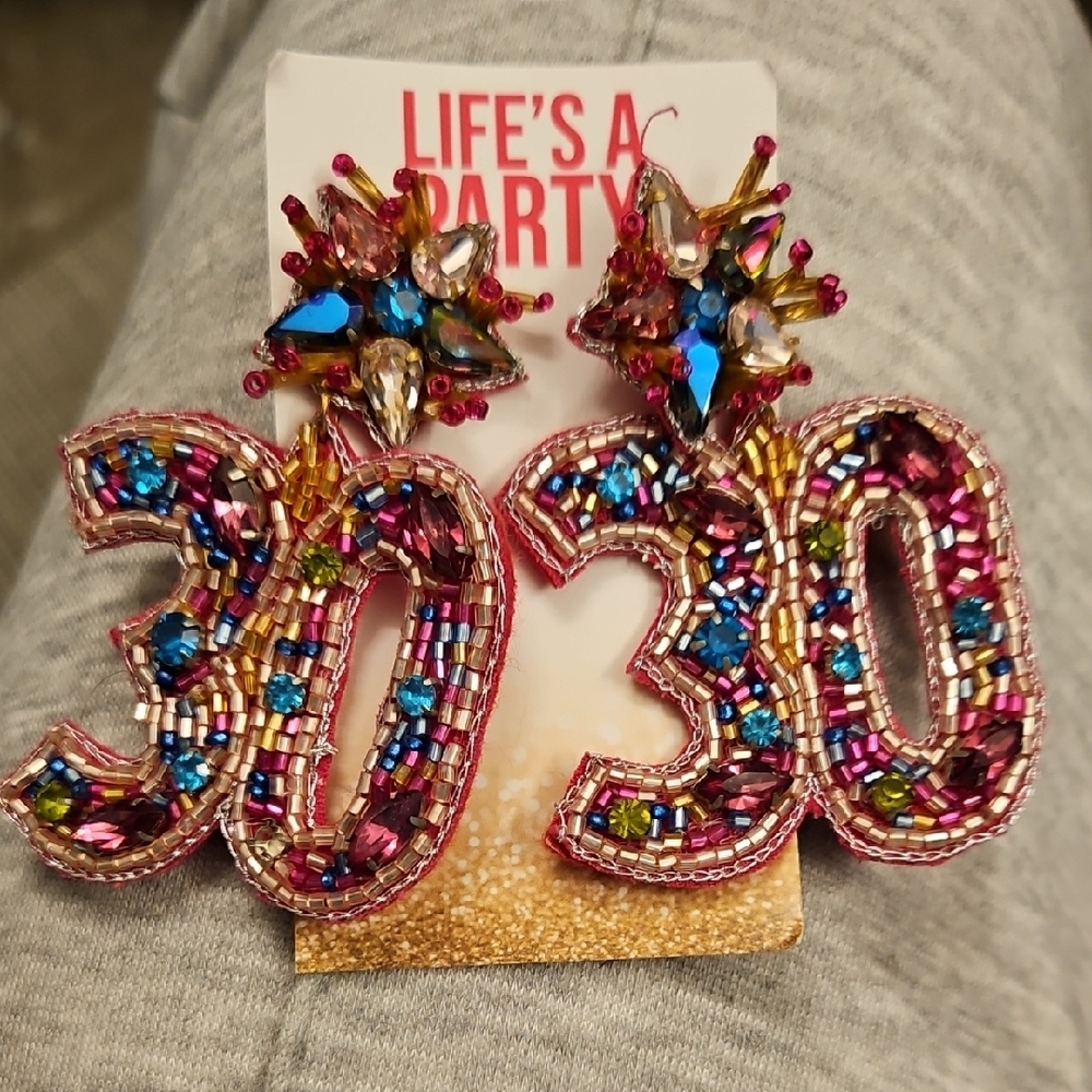 Colorful Beaded 30th Birthday Earrings